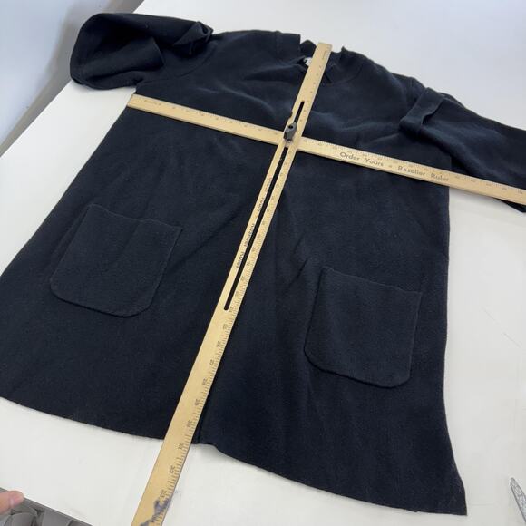 J Jill Cardigan Sweater Womens Medium Black Long Open Front Pocket Cotton Blend - Picture 6 of 8